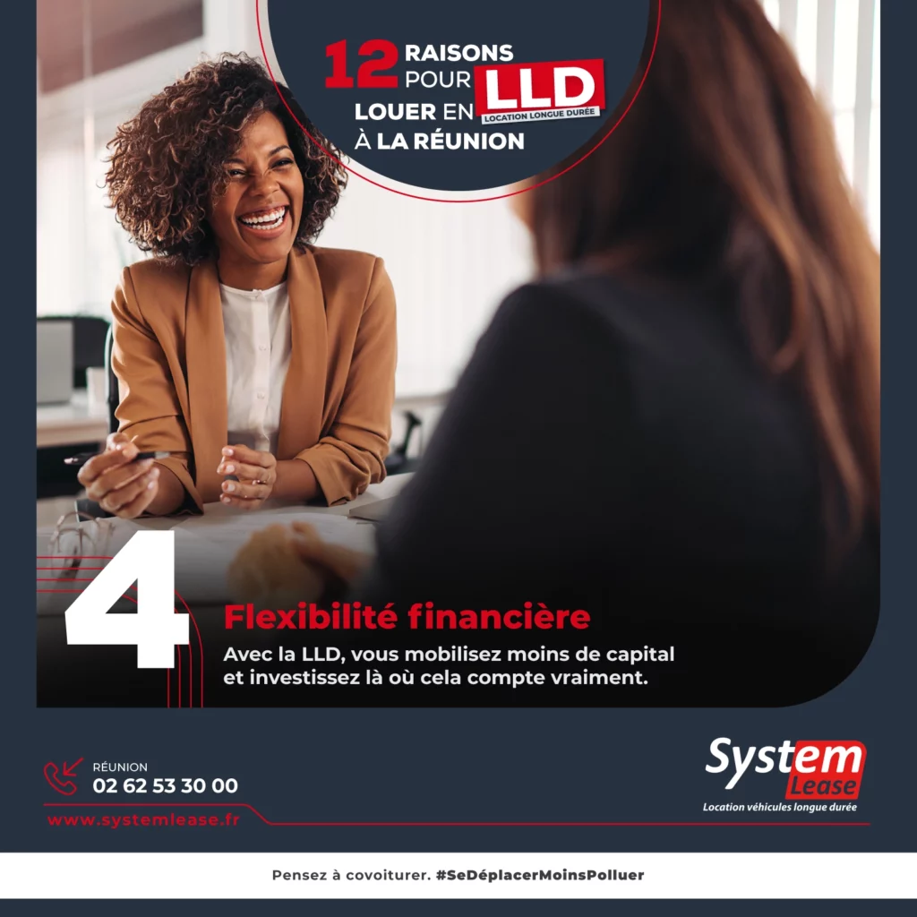 Conseillère System Lease présentant les avantages de la LLD Réunion en matière de flexibilité financière à une cliente