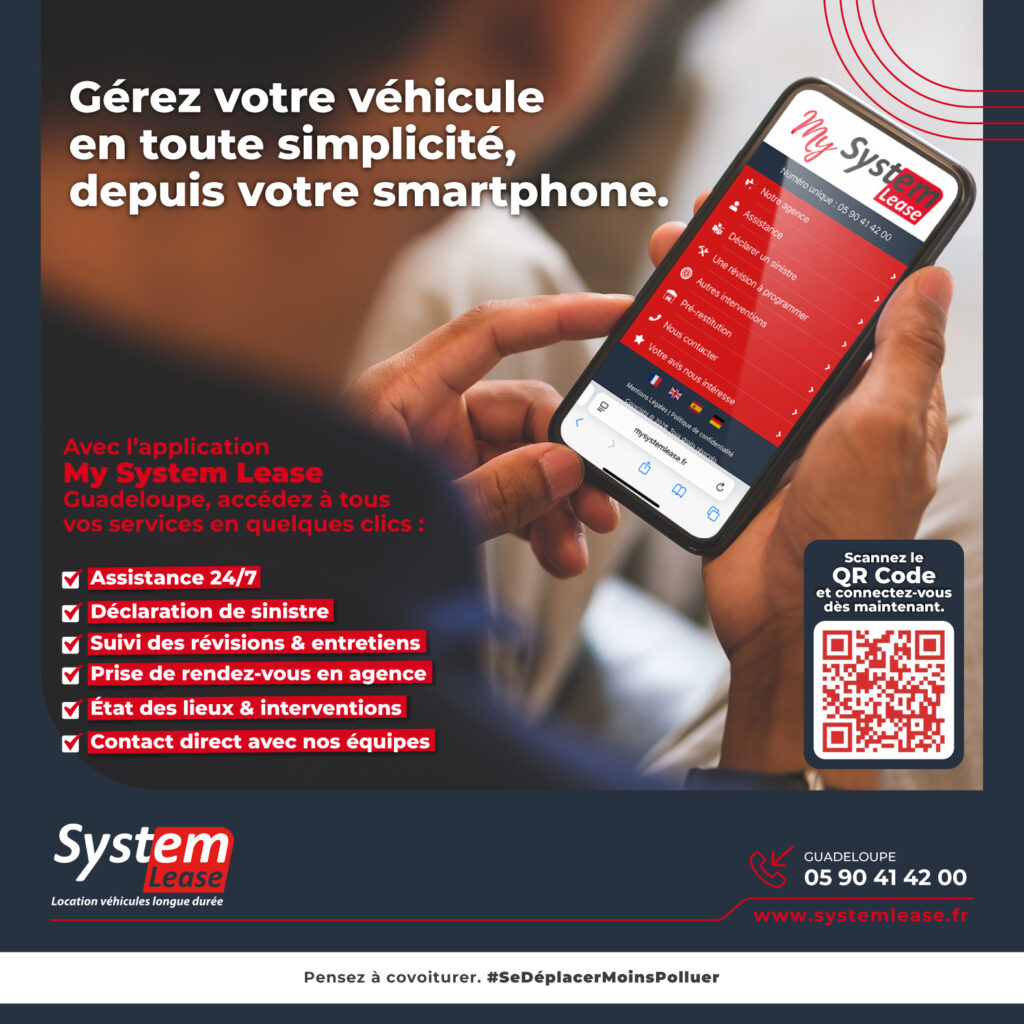 Interface de l'outil My SystemLease pour piloter sa location longue durée en Guadeloupe.